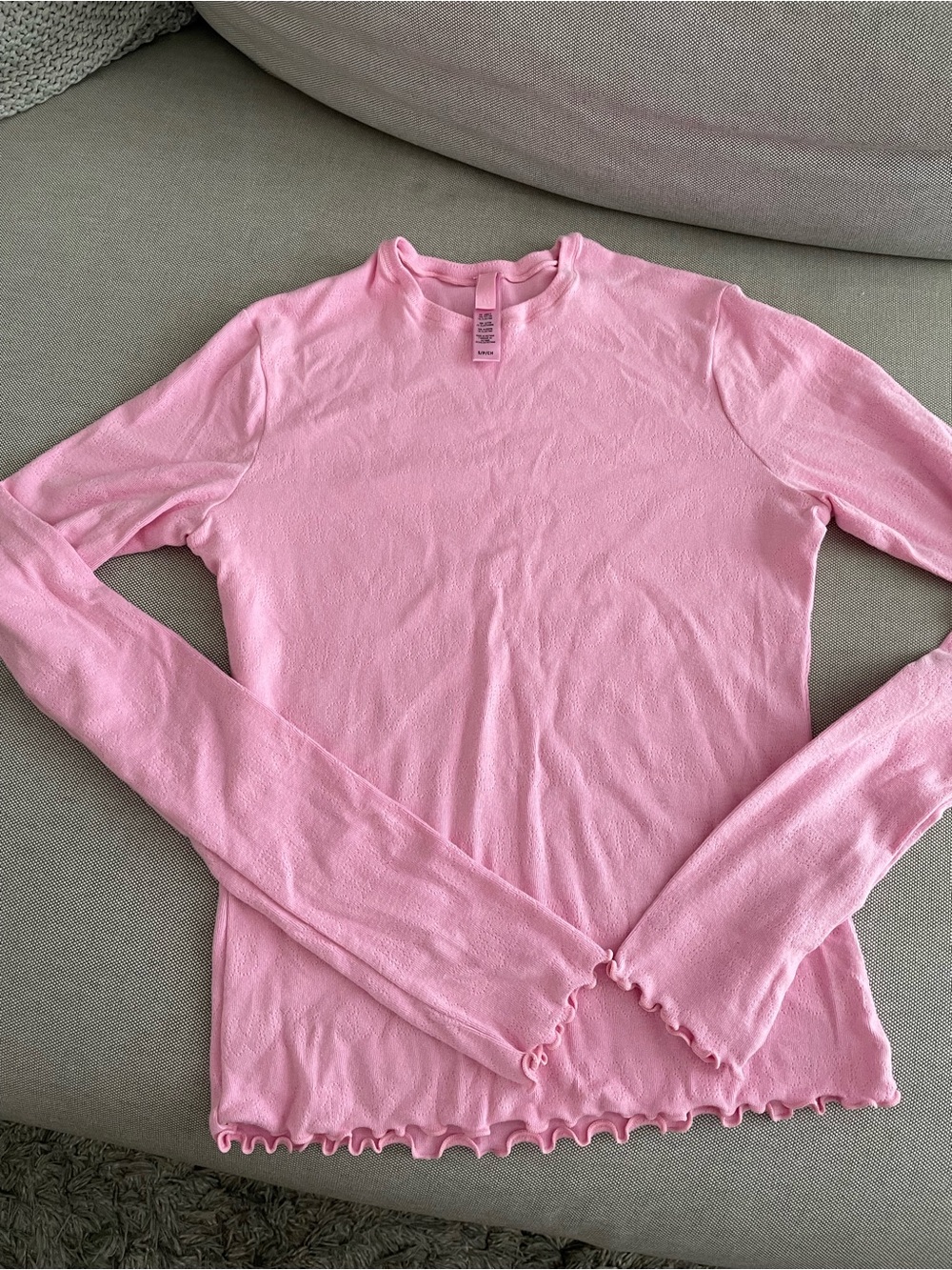 SKIMS Pink Long Sleeve Pajama Top